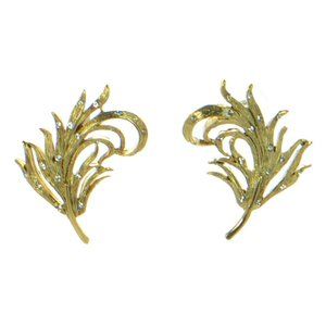 Oscar De La Renta Crystal Feather Earrings